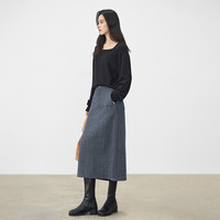 对白复古纯棉针织半身裙女20气质通勤百搭直筒中长裙