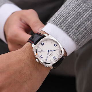 摩纹（Marvin）瑞士手表男士石英表机芯蓝钢指针复古商务腕表
