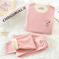 SNOOPY 史努比 儿童德绒内衣套装 加厚保暖