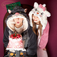 GUKOO 果壳 睡袍睡衣秋冬玛丽猫秋冬珊瑚绒浴袍男家居服D