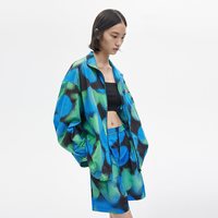 播秋季拉链立领宽松休闲大圆点印花短外套女BDP3WD0284