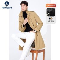 navigare 纳维凯尔 意大利小帆船中长款卡其色风衣男士加厚防风外套