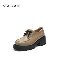 STACCATO 思加图 春季新款英伦风系带乐福鞋粗跟jk鞋单鞋女皮鞋A8821AM2