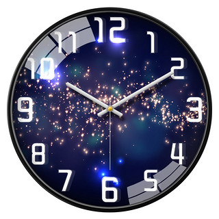 Momen 摩门 挂钟 客厅钟表创欧式意个性时钟银河石英钟14英寸 HJ0021 金属黑