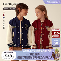 TEENIE WEENIE Kids小熊童装男女童运动撞色棒球服 酒红色 120cm