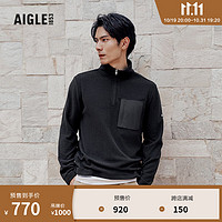 AIGLE【11.11】AIGLE艾高23年男士户外时尚轻盈保暖户外抓绒衣 黑色 AR525 XL(185/100A)