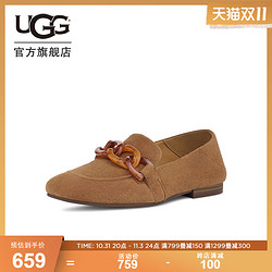 UGG 2023春季新款女士可折叠鞋跟单鞋舒适纯色休闲乐福鞋 1142273