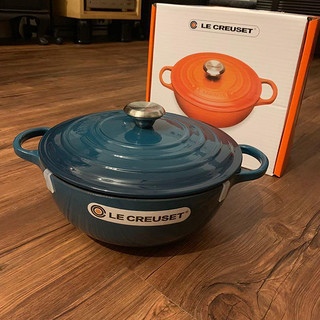 LE CREUSET 酷彩 铸铁圆形汤锅 26cm 蓝绿色