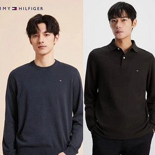 31日晚8：TOMMY HILFIGER 简约绣标修身长袖POLO衫*1+ 柔软亲肤针织衫*1