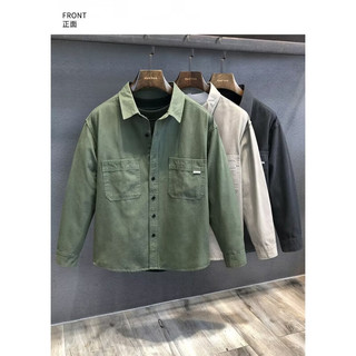 JIKADI 纪卡迪 秋冬高品质重磅日系字母长袖衬衫