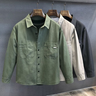 JIKADI 纪卡迪 秋冬高品质重磅日系字母长袖衬衫