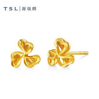 谢瑞麟（TSL）黄金耳钉足金5G工艺三叶草耳饰女款XL357 约1.0g