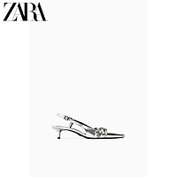 ZARA 女鞋 银色带饰穆勒鞋露跟鞋 1208210 808