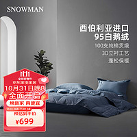 SNOWMAN 斯诺曼 全棉抗菌羽绒被 蓝色 200*230cm