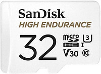 SanDisk 闪迪 High ENDURANCE 视频监控 适用于行车记录仪和家庭监控 128 GB microSDXC 存储卡 + SD 适配器,读取速度高达 100 MB/s,写入速度高达 40 MB/s,Class 10，U3，V30，白色