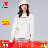 XTEP 特步 卫衣女圆领上衣秋季女装潮流运动上衣978128920307 棉花白 L
