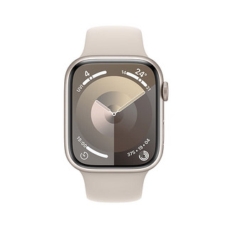 Watch Series 9 智能手表45毫米星光色铝金属表壳星光色运动型表带S/M 电话手表iWatch s9