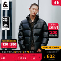 杰克·琼斯(JACK&JONES)冬季男装潮流羽绒服PU皮休闲百搭印花时尚简约保暖男士外套 黑色-E4111月24日前发货 165/88A/XS