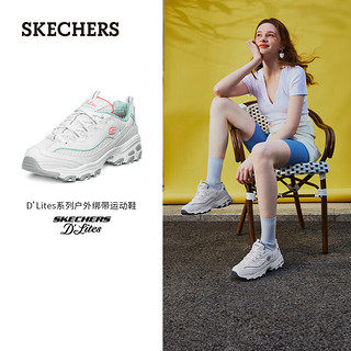 SKECHERS 斯凯奇 秋季透气老爹鞋女运动休闲鞋99999863 WLB白色/浅蓝色 37