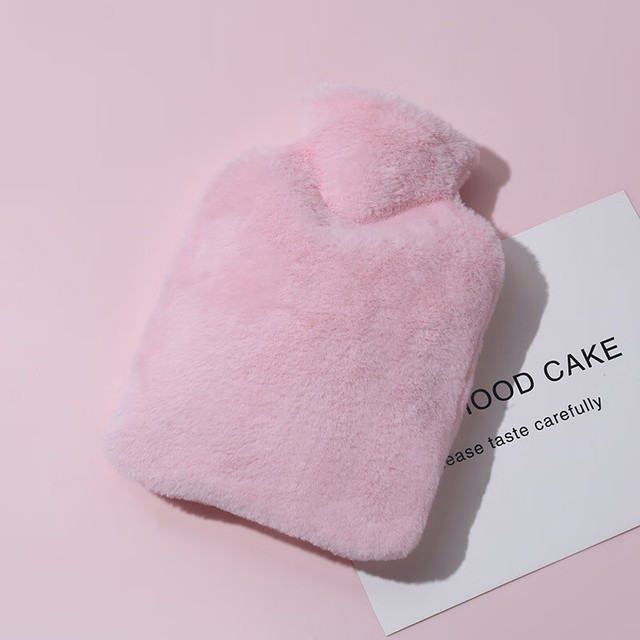 SIYECAO 四叶草 仿兔毛热水袋注水暖手袋持久保暖大容量PVC暖手宝灌水暖水袋 粉色1000ml(仿兔绒布套＋热水袋)