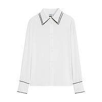 LILY商务时尚 设计感小众洋气双层领垂感白衬衫女