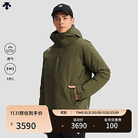 DESCENTE【】迪桑特跑步系列运动男子三合一上衣两件套冬季 KK-KHAKI M(170/92A)