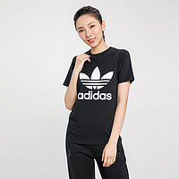 adidas ORIGINALS 棉柔干爽 女款经典百搭大LOGO短袖T恤