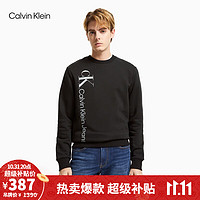 卡尔文·克莱恩 Calvin Klein 男女情侣中性简约运动风经典字母舒适针织休闲卫衣随心选 40GC413-001-黑色 L