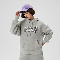 补贴购：Gap 盖璞 女装秋季LOGO碳素软磨抓绒运动连帽卫衣445804时尚运动上衣