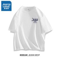 抖音超值购：真悦 情侣短袖T恤夏季新款字母印花设计男孩潮流青春纯棉款