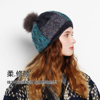 KENMONT 卡蒙 弹力卷边貉子毛球套头帽