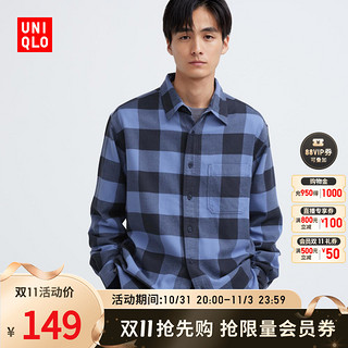 UNIQLO 优衣库 男装 法兰绒格子衬衫(长袖 衬衣 休闲 新品) 462408