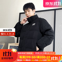 SKECHERS 斯凯奇 男士梭织短款羽绒服2023秋冬新款保暖休闲百搭外套 黑色-0018/三防科技 S