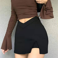 半身裙女春夏高街欧美风辣妹纯欲性感双层防走光低腰开叉包臀短裙