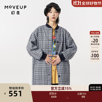 幻走（MOVEUP）.FUN系列加绒格纹绣花设计师长款外套女 黑白格 S