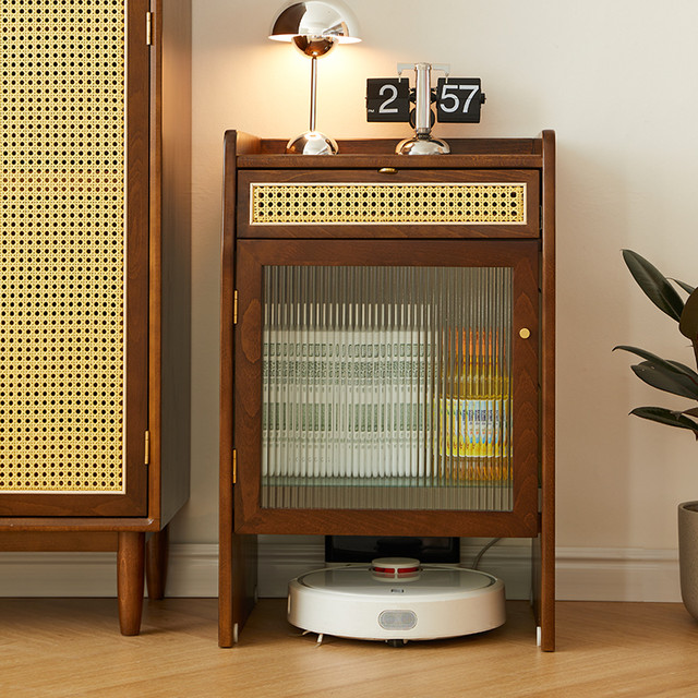 IMUSILIN 爱木思林 扫地机器人收纳柜实木沙发边柜适配小米云鲸科沃斯石头g10置物架