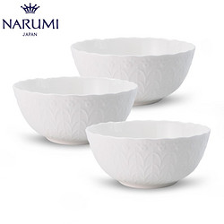 NARUMI 鸣海 日本NARUMI/鸣海Silky White 碗（3只装）14cm/17cm纯白碗  骨瓷面碗 14cm碗3只装