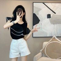 牛仔短裤女夏季设计感高腰显瘦阔腿裤子潮ins