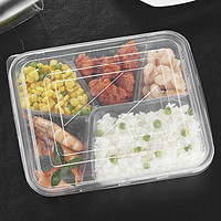 百厨坊 一次性餐盒塑料快餐外卖盒打包盒五格环保 一次性饭盒5格100套