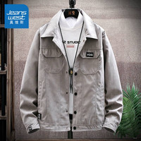真维斯(JEANSWEST)夹克外套男韩版潮流夹克男士休闲衣服翻领青少年男装 A311--2801灰色 XL