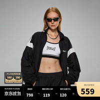 太平鸟女装 太平鸟男装撞色运动夹克潮牌宽松休闲外套BYBCD2104 黑色(阔) L
