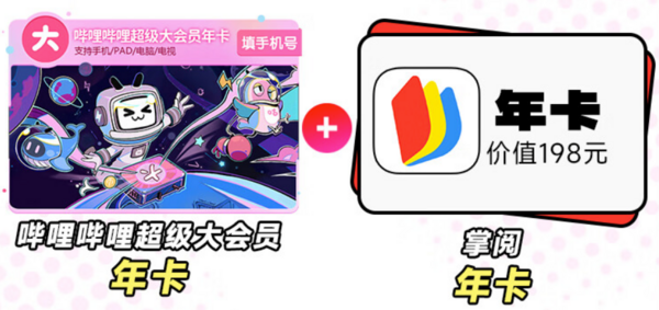 bilibili 哔哩哔哩 电视端大会员年卡+掌阅年卡