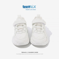 TEENMIX 天美意 女童运动鞋春秋季男校园小白鞋儿童老爹网鞋子大童 米色 32码