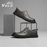 VOLO 犀牛男鞋商务休闲皮鞋男士软皮软底舒适正装皮鞋 灰色 41