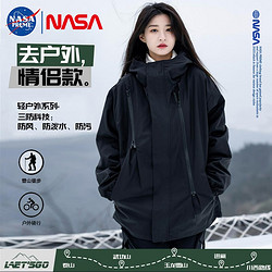 Colombass 冲锋衣外套男NASA秋季潮牌美式机能工装情侣款户外登山服夹克男 黑色 XL(建议120-140斤)