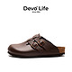 PLUS会员：Devo 的沃 软木拖鞋女半包亮面女士拖鞋22003