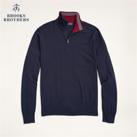 布克兄弟 Brooks Brothers 男士羊毛纯色半拉链立领针织毛衣