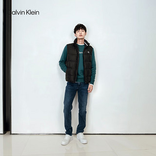 Calvin Klein  Jeans男士印花鸭绒绗缝立领羽绒马甲背心ZM02472 BEH-太空黑 M