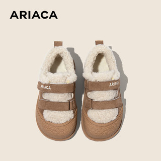 Ariaca艾芮苏儿童鞋子女童棉鞋加绒保暖毛毛鞋运动鞋 卡其色 29码内长19.1/适合脚长18.1-18.7