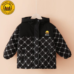 WALNUT DUCK 小黄鸭儿童冬季加厚连帽童装上衣新款保暖冬装羽绒服外套潮FK915 黑色 140（建议身高135-145cm）